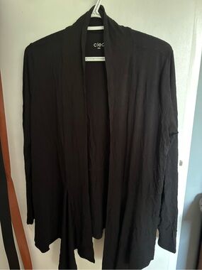 cleo Black Open Drape Front Women's Cardigan